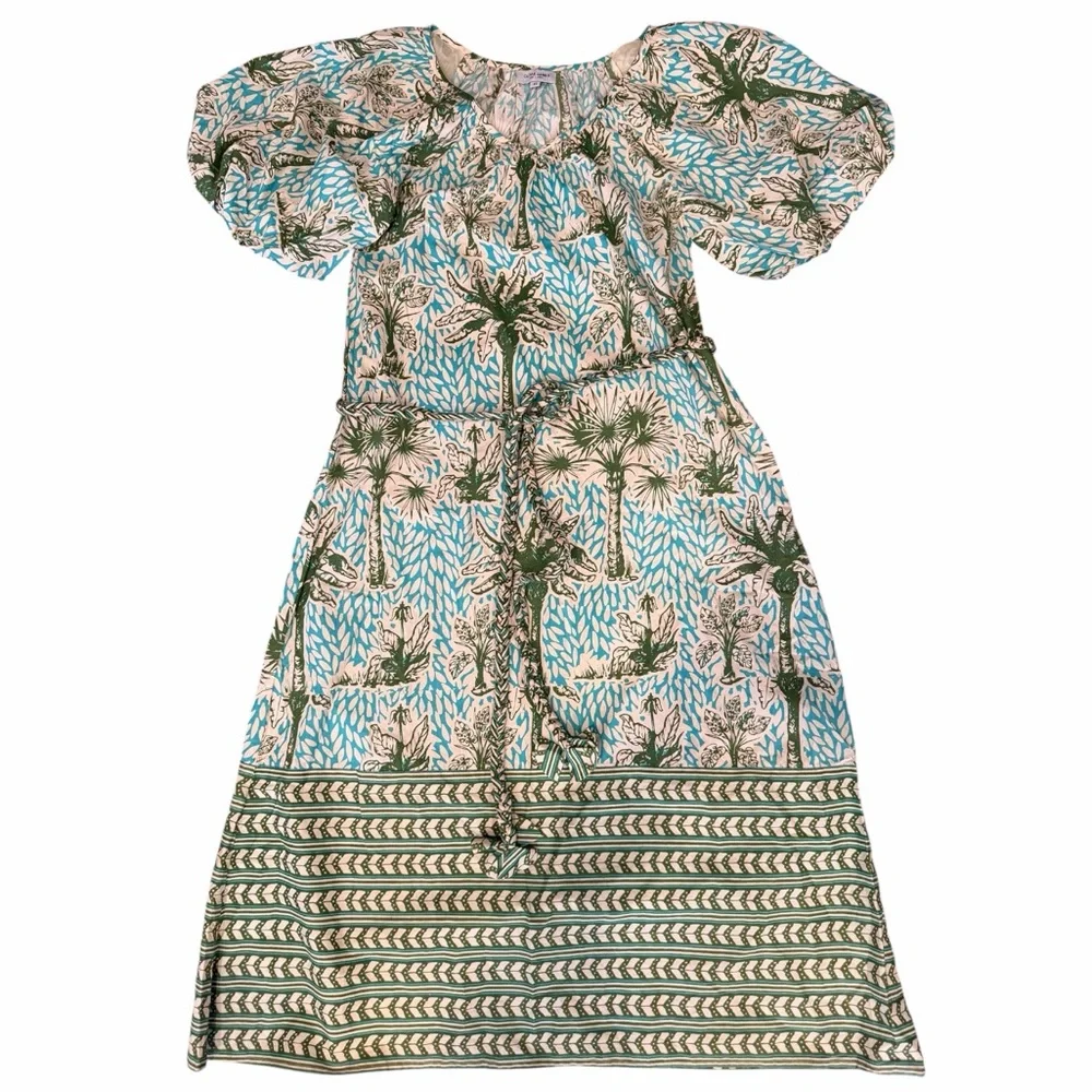 OLIVIA JAMES Green Penny Island Palm Patterned Midi Dress size XS - Picture 8 of 11